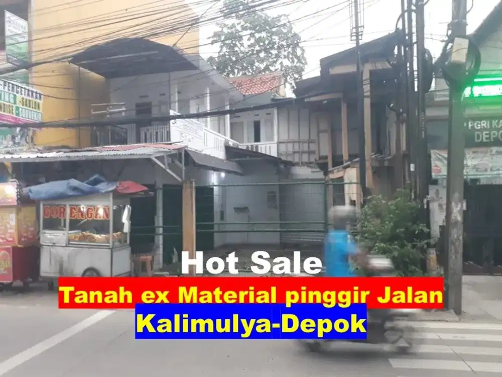 Tanah murah ex material pinggir jalan raya Kalimulya Depok