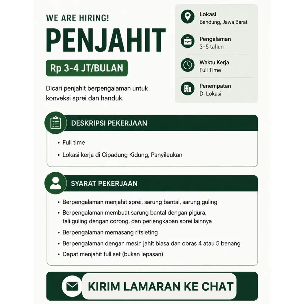 Lowongan Kerja Penjahit