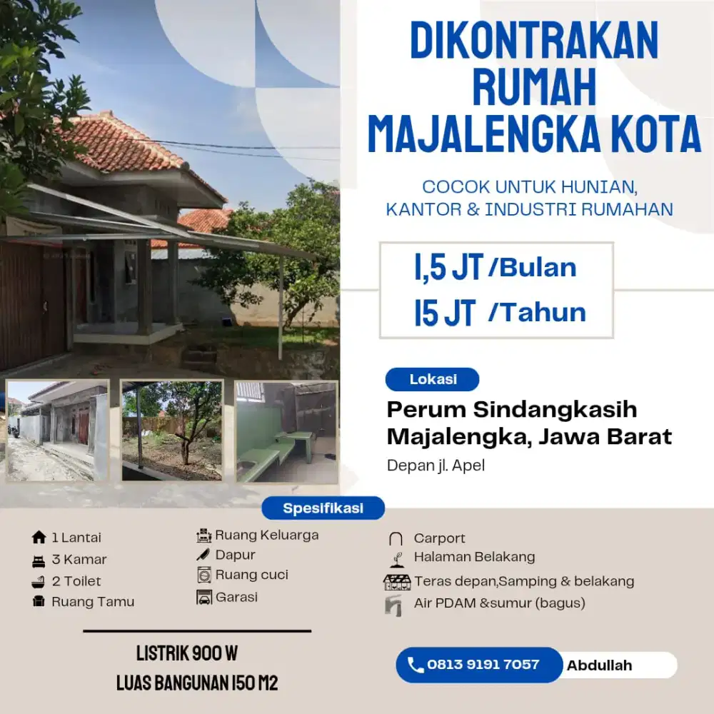 Disewakan Rumah Besar Murah Perum Sindang kasih Majalengka