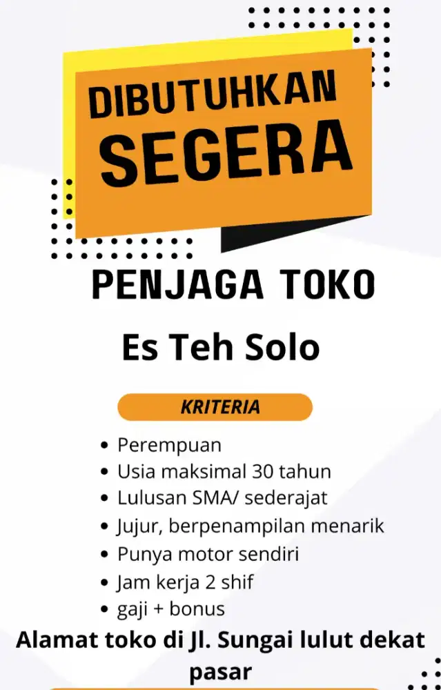 Lowongan jaga stand es teh solo