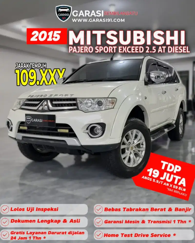 ‼️[ TDP 19 Jt ] ‼️Pajero sport Exceed Diesel At 2015