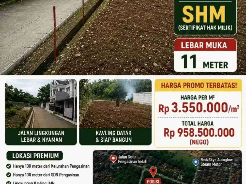 Dijual Tanah SHM 270 m Siap Bangun di Pengasinan Sawangan Depok