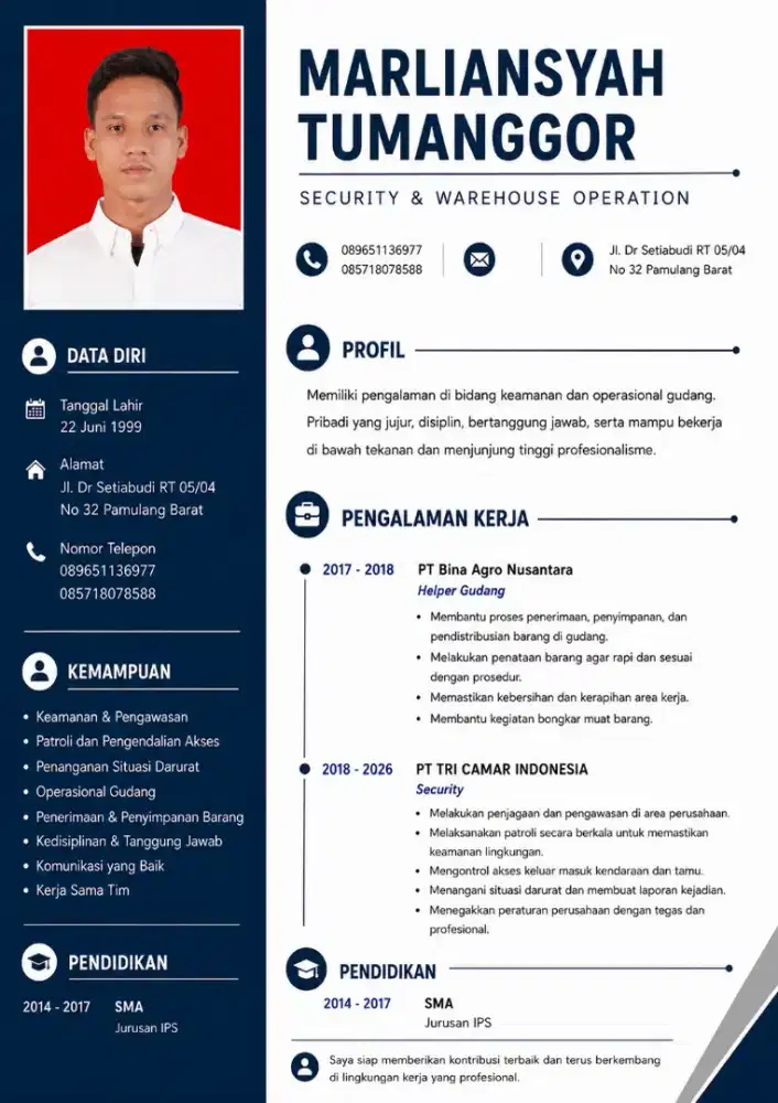 Saya mencari pekerjaan sebagai helper gudang