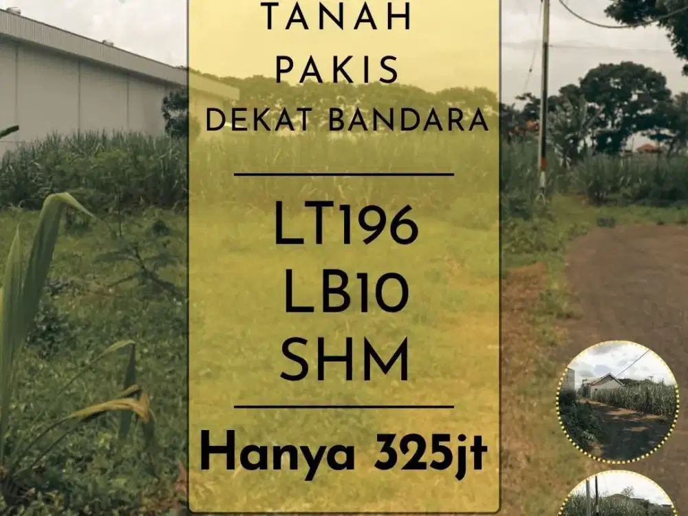 Tanah dijual di asrikaton SHM Lt196 dekat bandara exit Tol 325jt