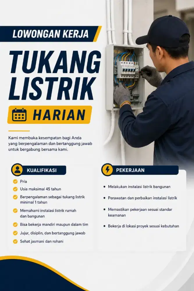 Tukang Listrik Harian 3 Orang