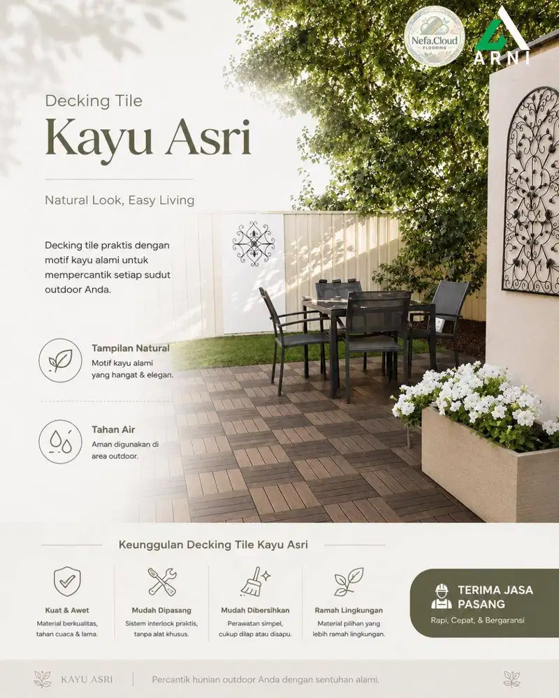 Decking Tile Kayu Asri Kode DIY 3B 7 3C | Lantai Kayu Outdoor