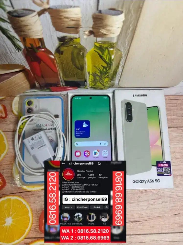 Jual hp LIKENEW SAMSUNG A56 5g 8/256 istimewa grns aktif free adaptor
