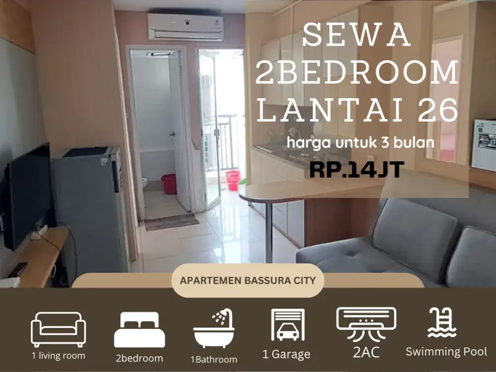 sewa 2kamar full furnis tower fasilitas terlengkap apartemen bassura city
