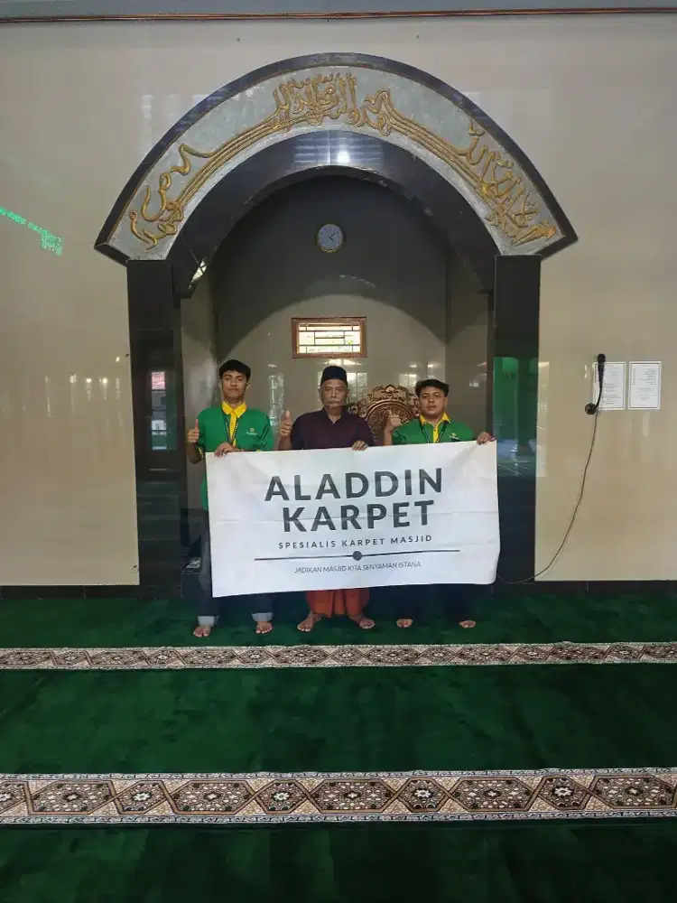Karpet Masjid Tipe Elmaz Hijau Polos Siap pasang di lokasi