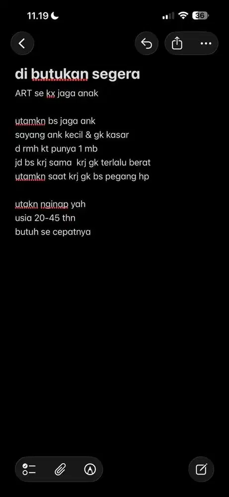 butuh se cepat art & asuh ank utamkn bs inap