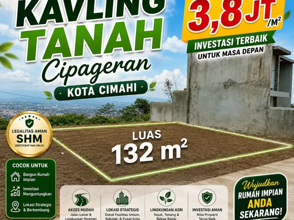 Tanah Cimahi Cipageran SHM Siap Bangun Rumah dan Cocok Investasi