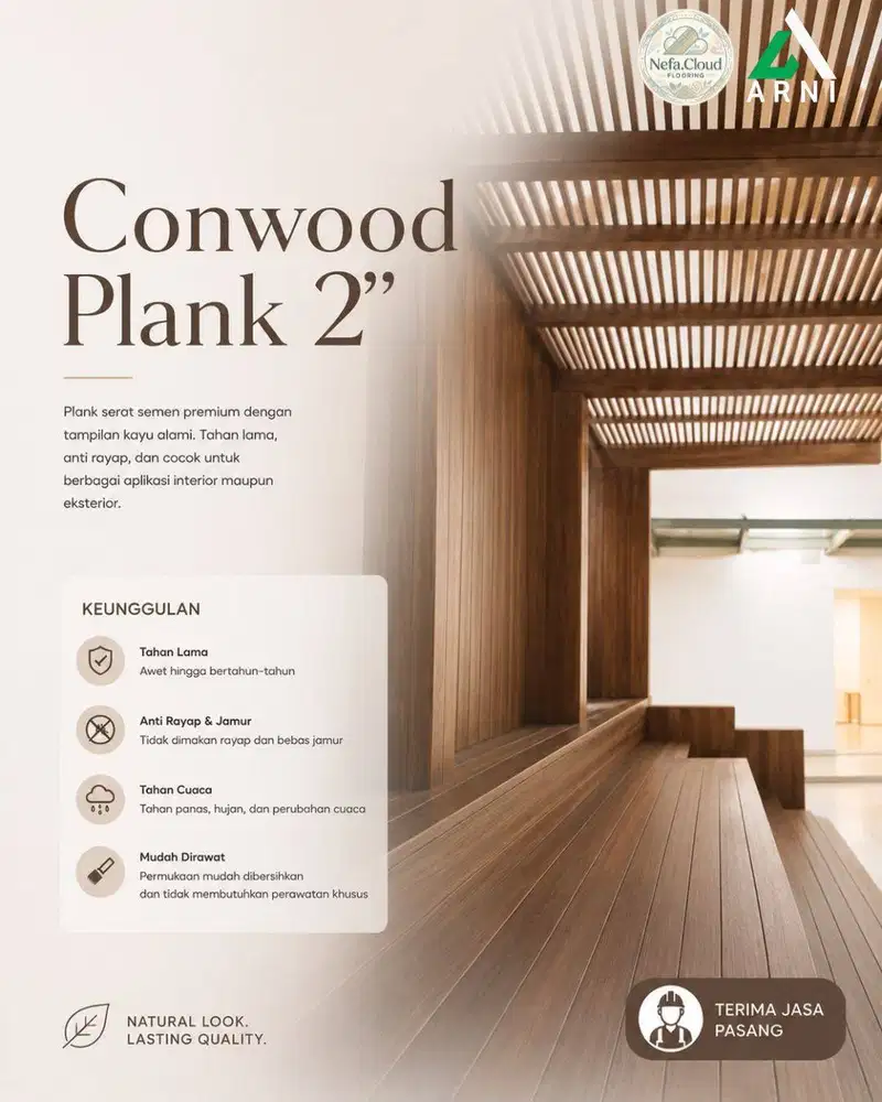 Conwood Plank 2 (50 x 3.050 x 16 mm) / Dekorasi Outdoor - Tahan Cuaca