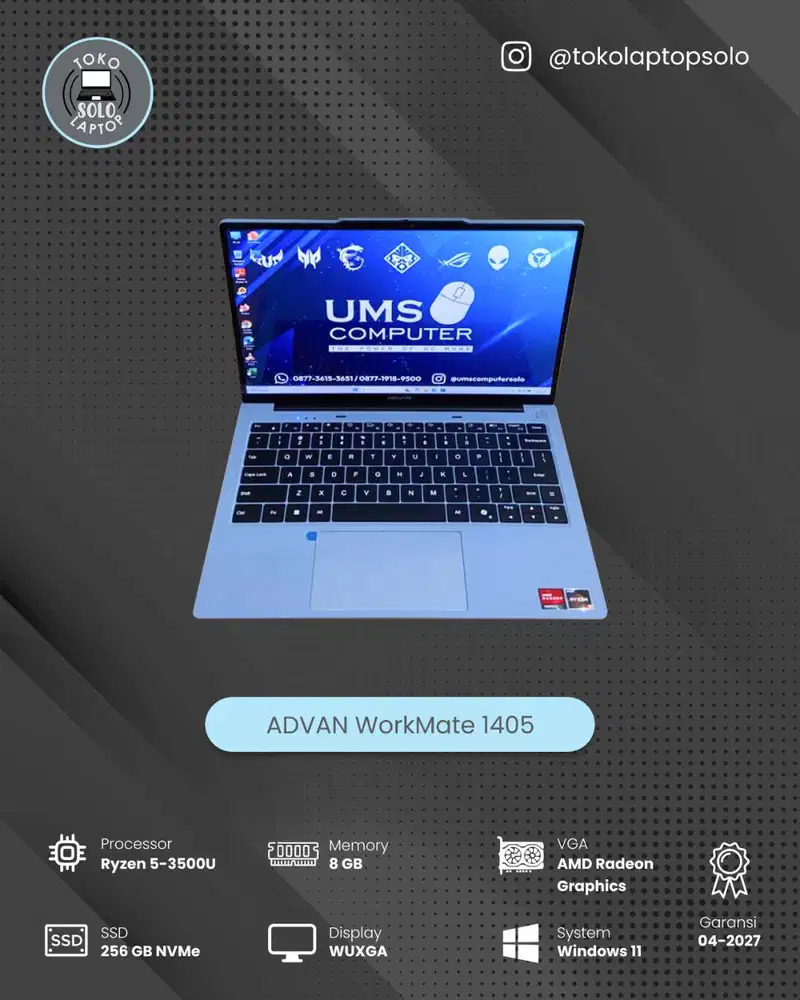 ADVAN WORKMATE 1405 RYZEN 5 3500U Ram 8GB SSD 256GB WUXGA