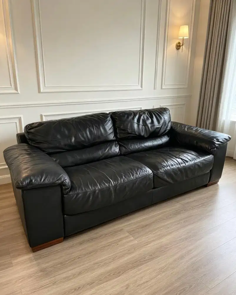Sofa 3 Seater Jumbo Italian Leather Genuine ( Kulit Sapi Asli )