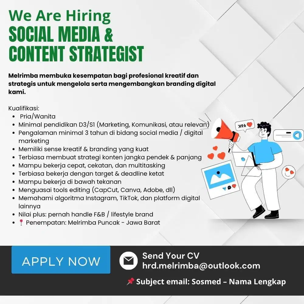 Lowongan Pekerjaan Marketing Social Media Specialist