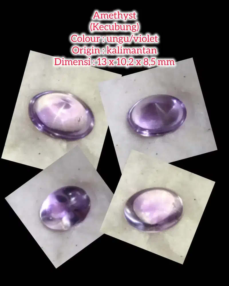 Kecubung ungu loose stone clean 95% kalimantan