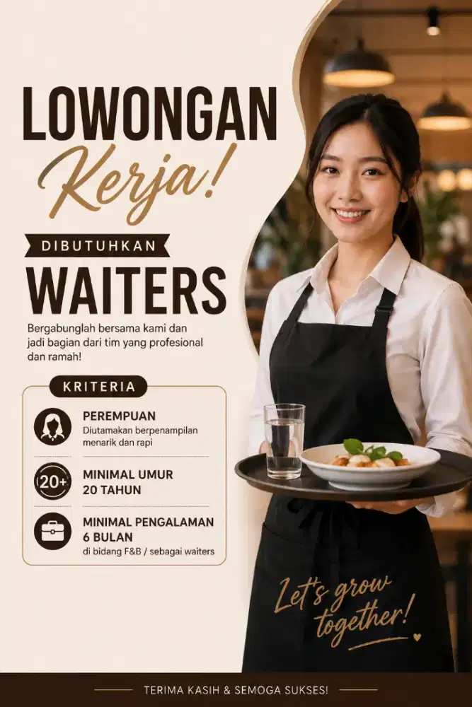 Dibutuhkan waitress