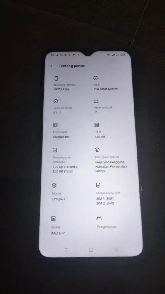 Jual hp Oppo a16e