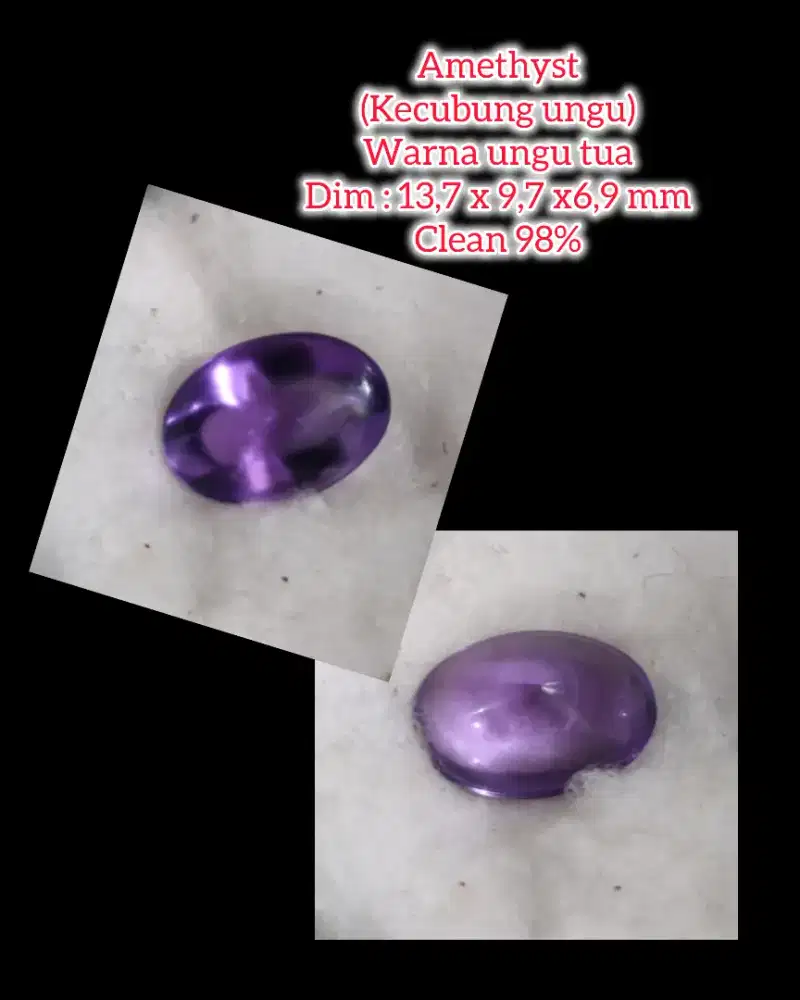 Kecubung/amethyst ungu tua kalimantan clean 98%