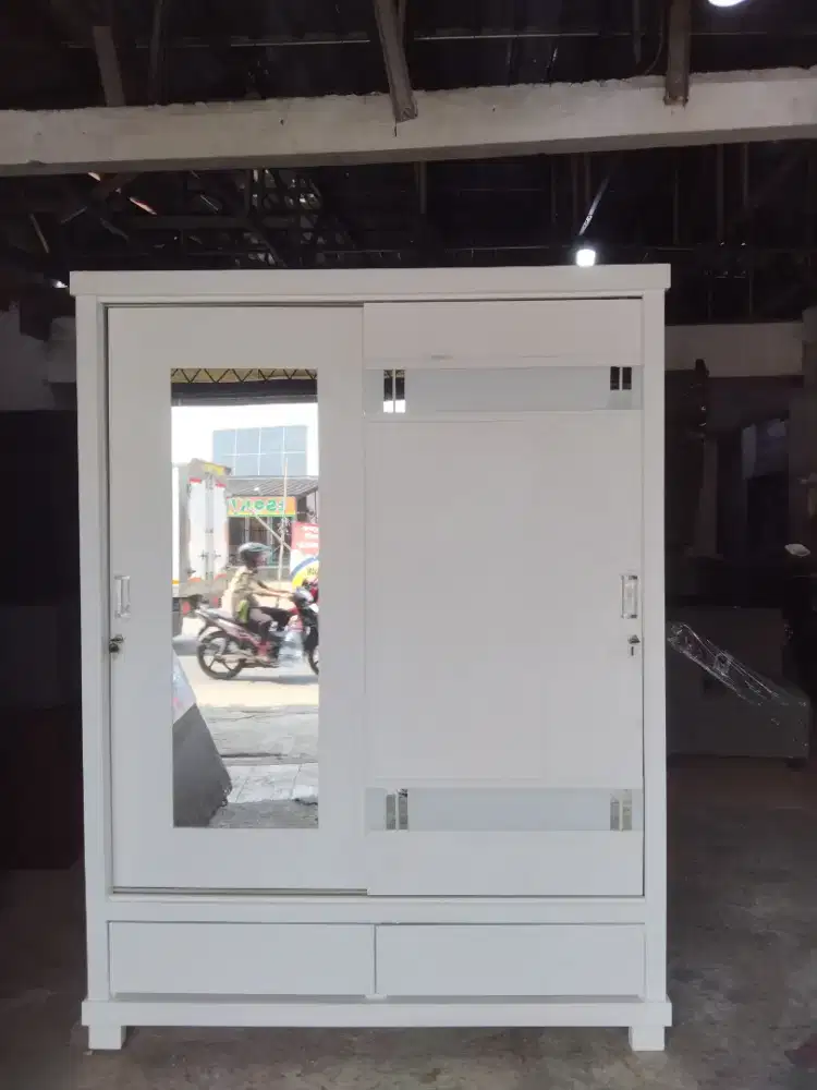 PROMO Lemari Pakaian Sliding 3 atau 2 Pintu Jumbo Pintu Kayu