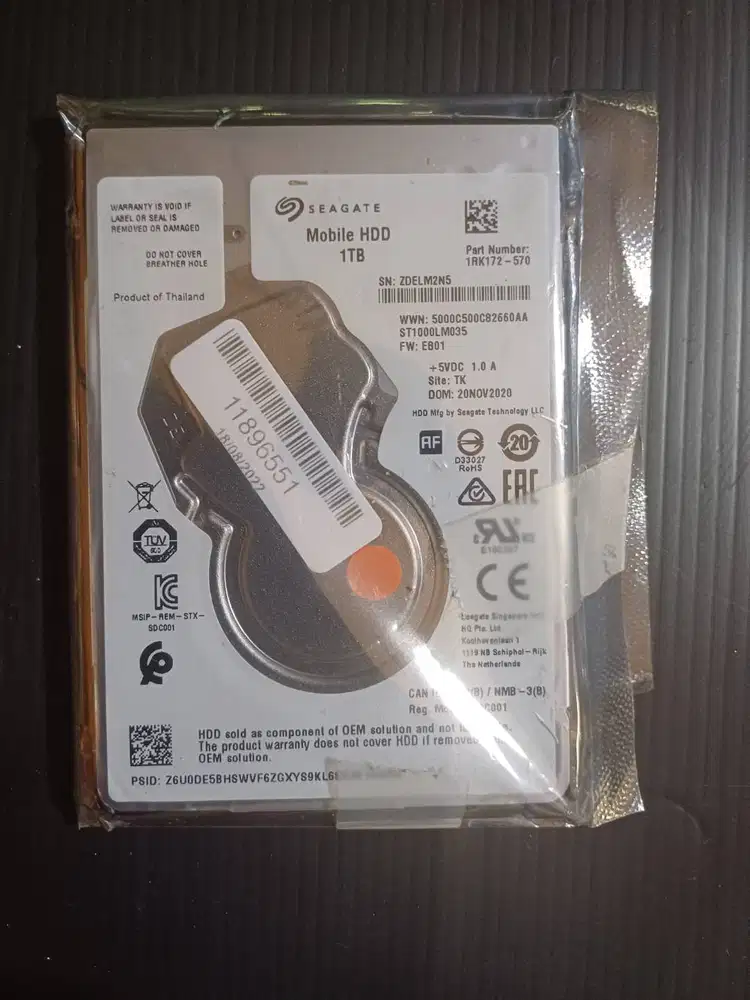 Mobile HDD 1 TB Seagate Model: ST1000LM035