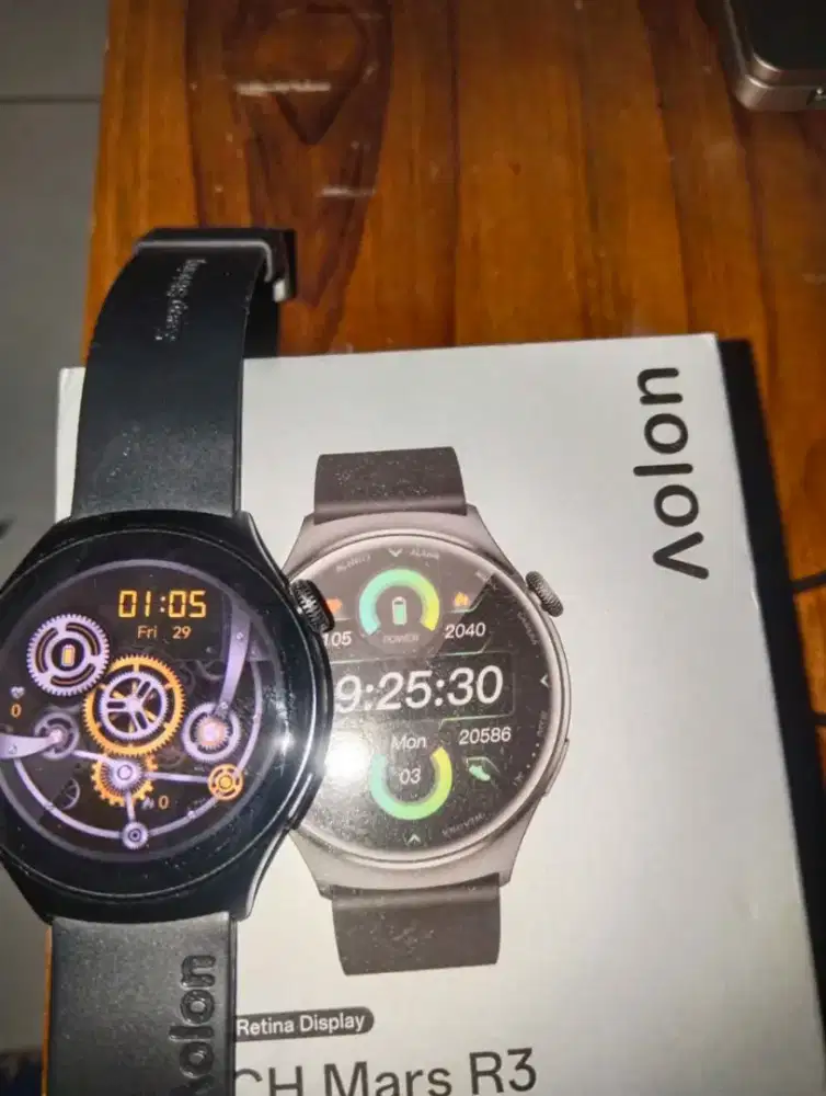 WTS Smartwatch Aolon Mars R3 Black - Layar Super AMOLED Mulus Lengkap
