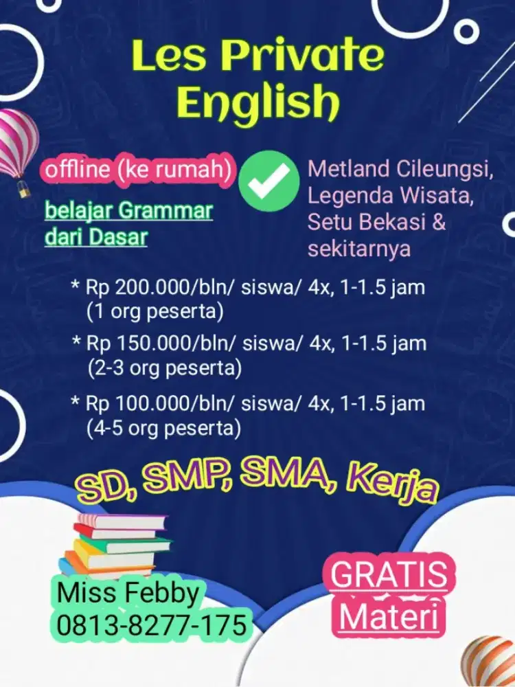 Les Private English (guru panggilan), belajar dari dasar