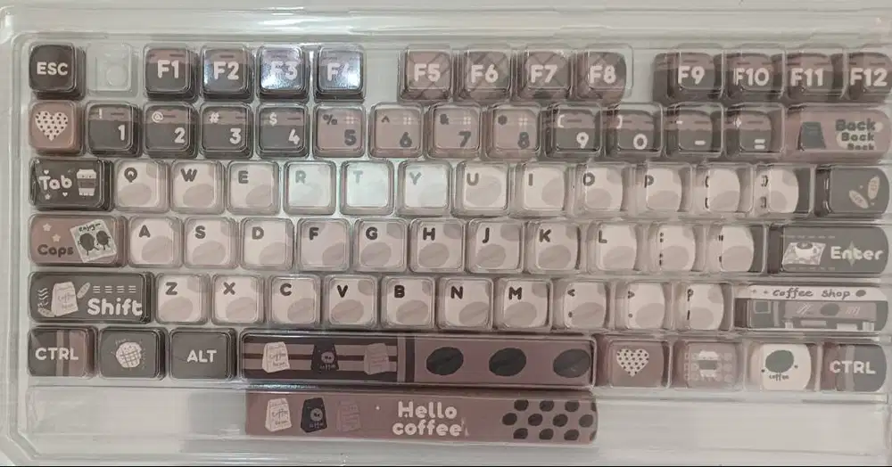 Set Mechanical Keyboard Keycaps 131 Keys Coffee Brown
