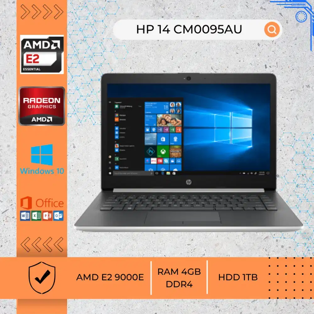 LAPTOP BEKAS HP 14 CM0095AU AMD E2 9000E RAM 4GB DDR4 HDD 1TB 14INCH