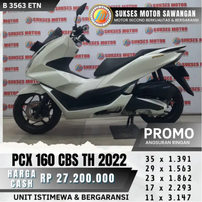 HONDA PCX 160 CBS TH 2022 PUTIH MULUS BERGARANSI BISA CASH KREDIT