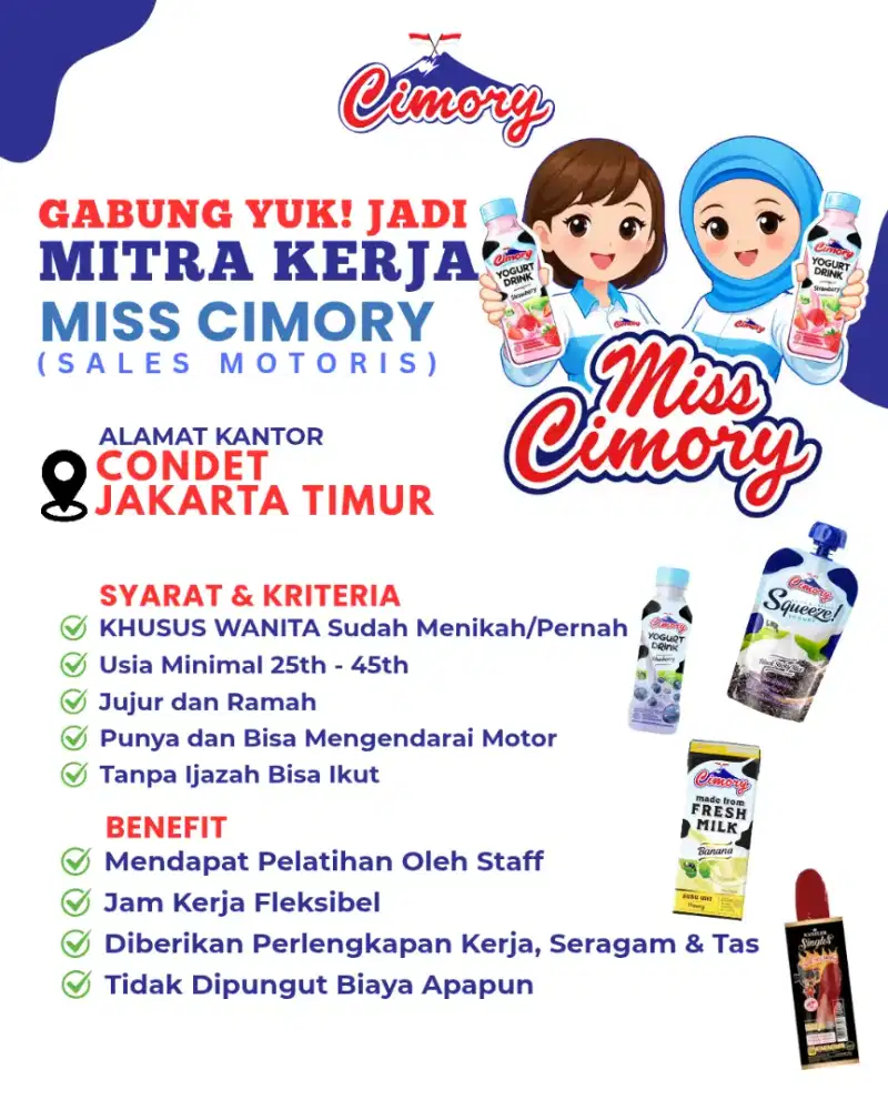Join Mitra Kerja Miss Cimory Sekarang Juga!!!