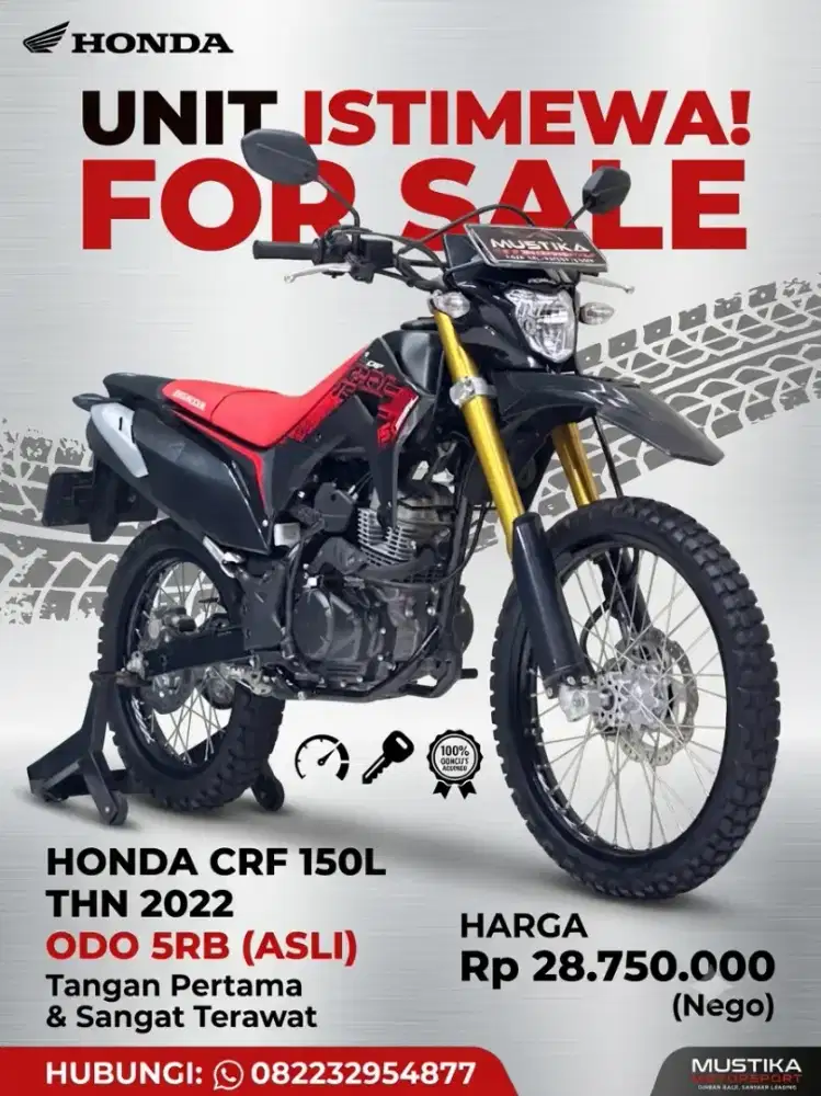 Odo 5rb Istimewa!!Honda CRF 150L 2022 Black N Asli Mlus-Mustika Saiful