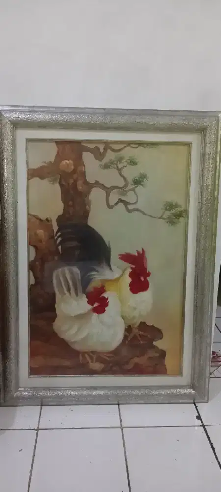 JUAL RUGI LUKISAN SEPASANG AYAM KATE