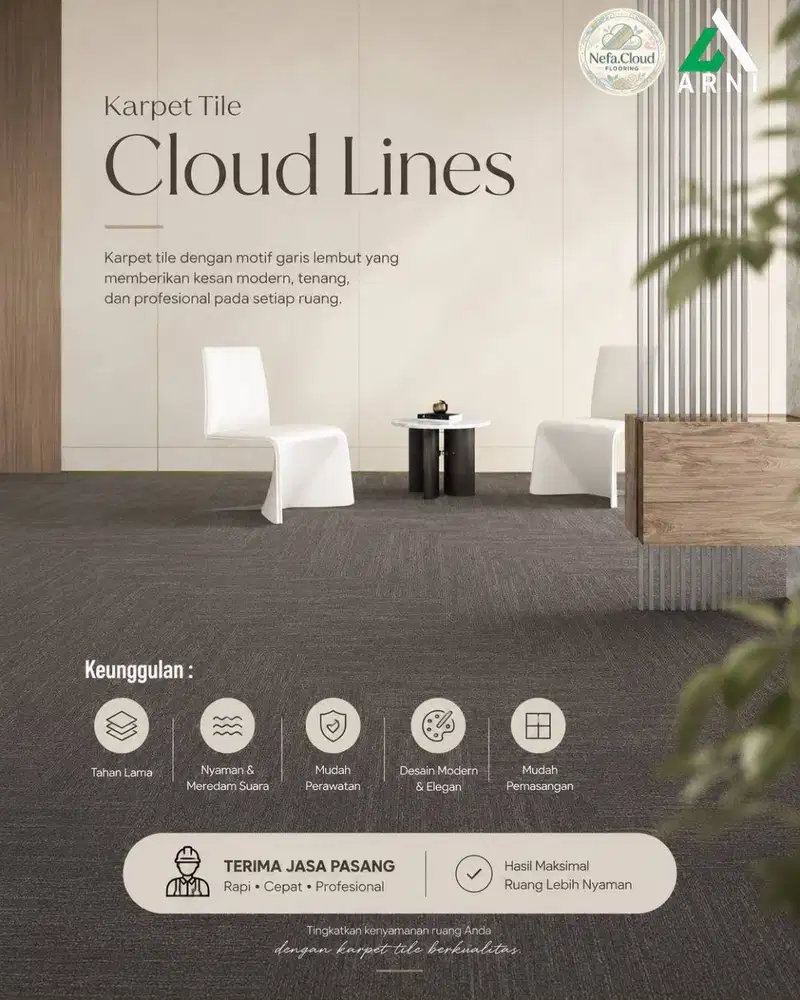 Karpet Tile Cloud Lines Tebal 5mm | Karpet Lantai Untuk Hotel, Kantor