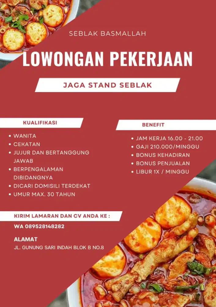 Jaga stand seblak prasmanan