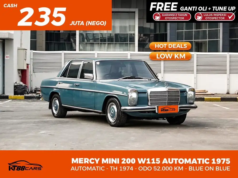 MERCEDES BENZ MERCY MINI 200 W115 MATIC TAHUN 1975 BIRU LOW KM