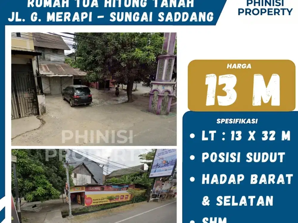 Dijual Rumah Tua Hitung Tanah – Lokasi Strategis Jl. Gunung Merapi, Sungai Saddang