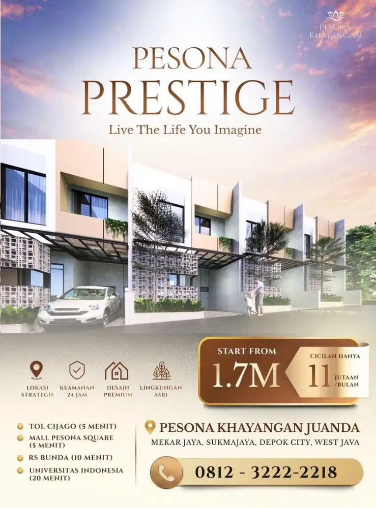Di jual rumah minimalis dalam cluster dekat Tol margonda