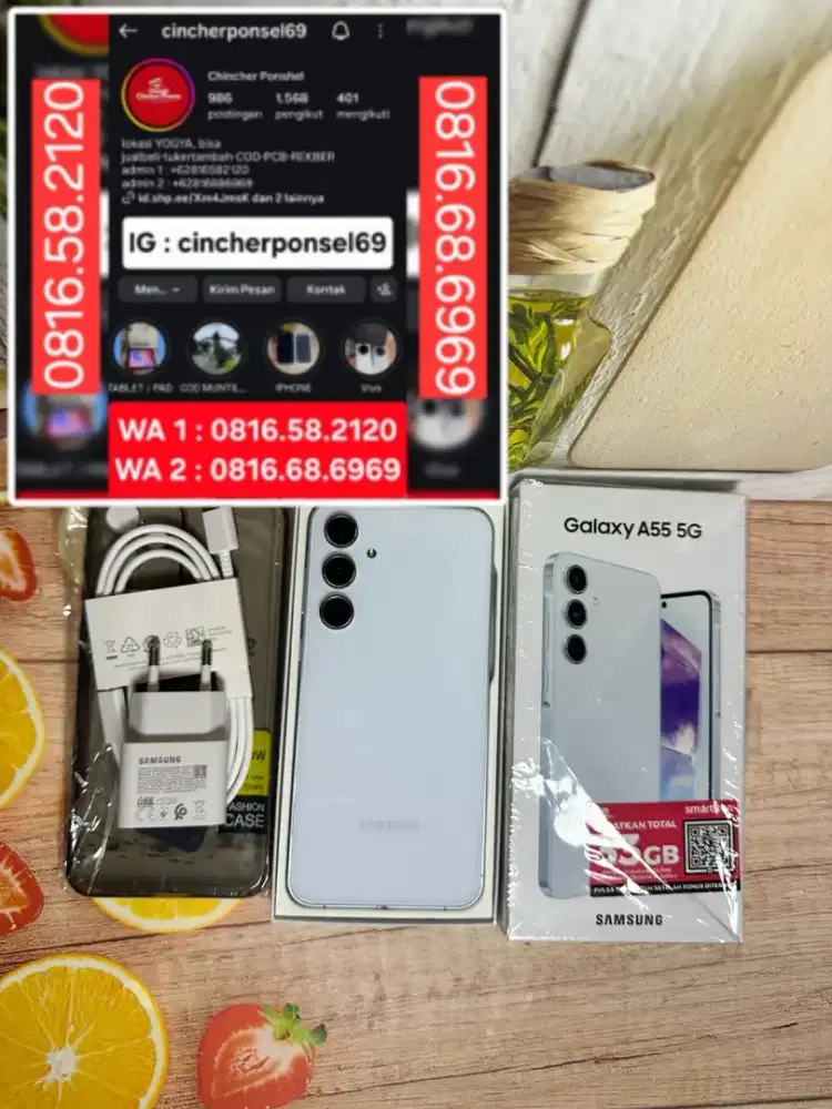 Jual hp samsung A55 5G 8/256 likenew istimewa grns resmi  free ADAPTOR