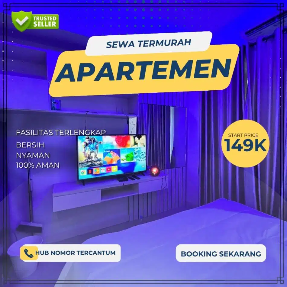 Sewa apartemen grand kamala lagoon harian/transit Termurah