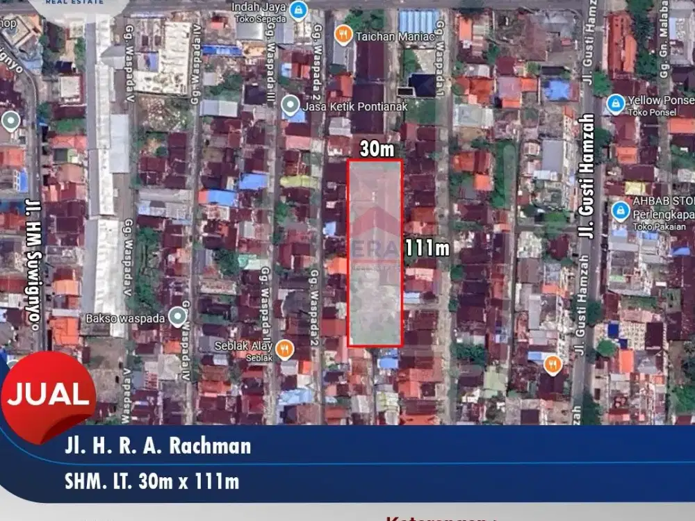 Tanah Luas Tengah Kota Potensi Usaha di HRA Rachman dekat Jalan Gusti Hamzah dan HM Suwignyo