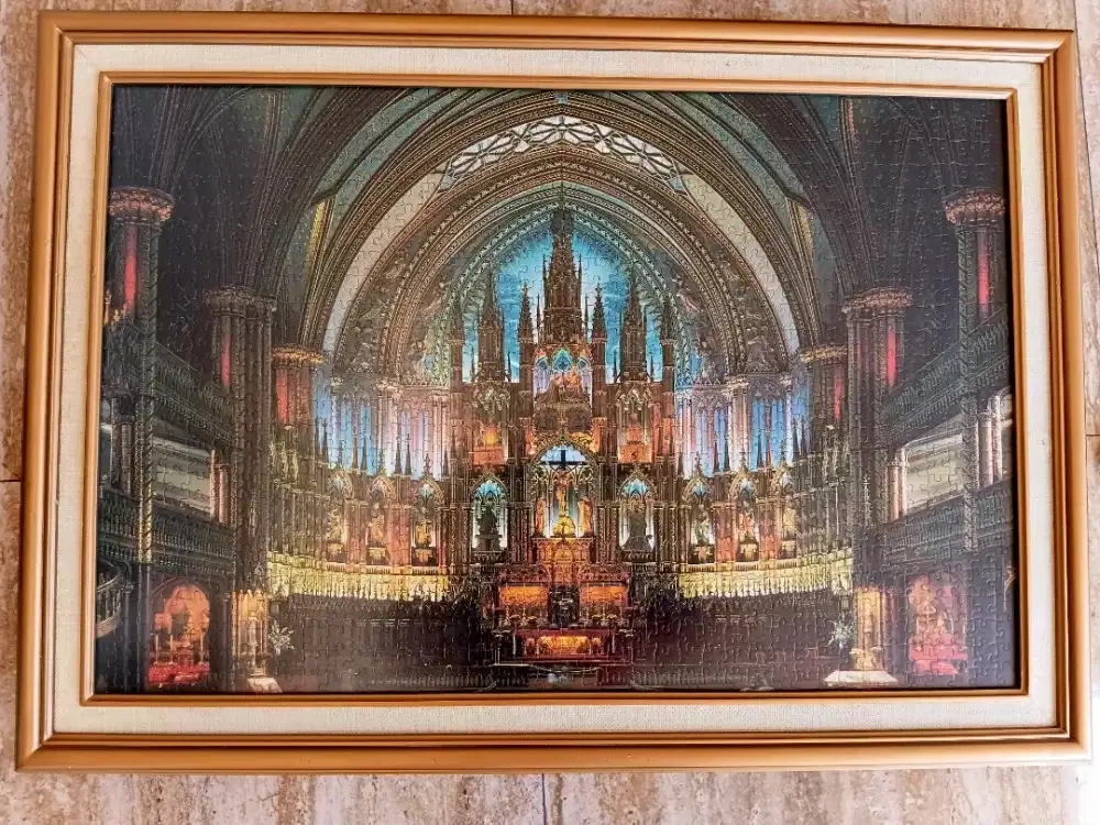 Puzzle Pajangan Gereja Eropa di Pigura