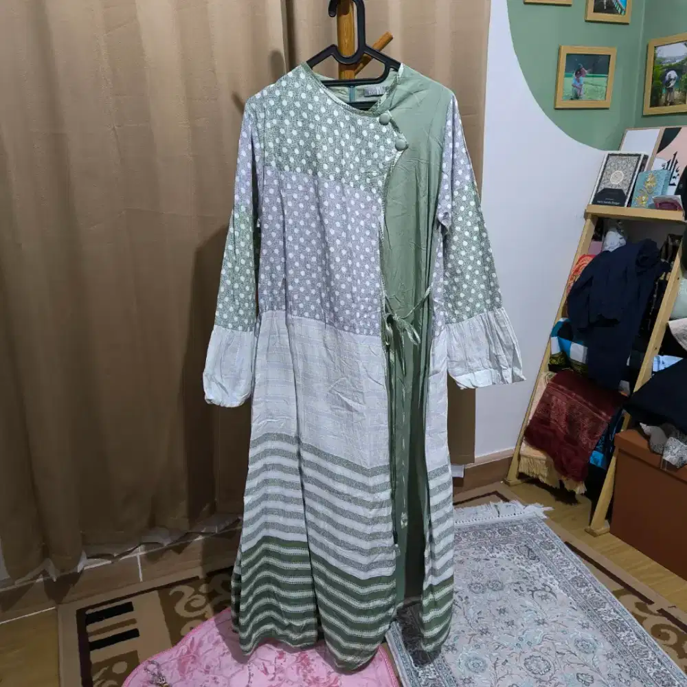 Abaya Gamis Hijau Sage ForTwo New