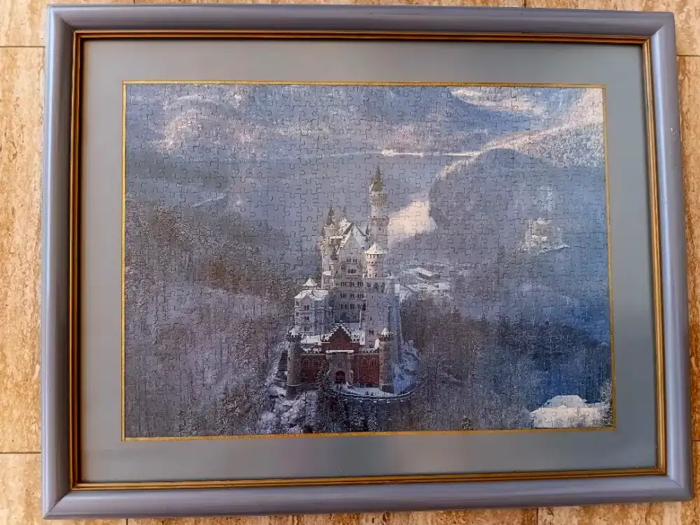 Lukisan Puzzle Castle/Istana Eropa di Pigura