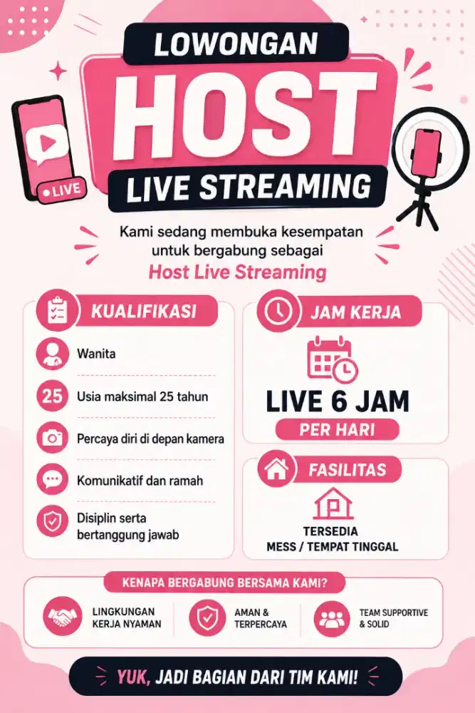 LOWONGAN HOST LIVE