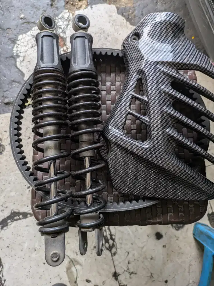Shock belakang, vbelt dayton, mangkok dura, cover radia carbon