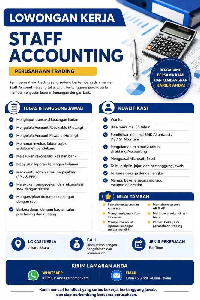 LOWONGAN KERJA STAFF ACCOUNTING