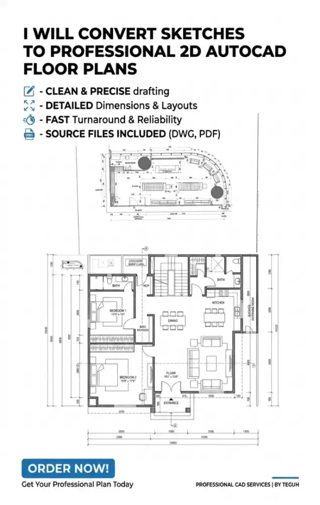 Jasa Gambar Denah 2D AutoCAD Ritel dan Interior