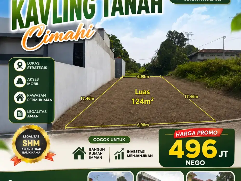 Tanah Cimahi SHM Siap Bangun Rumah Lokasi Dekat Jl Raya Kol Masturi