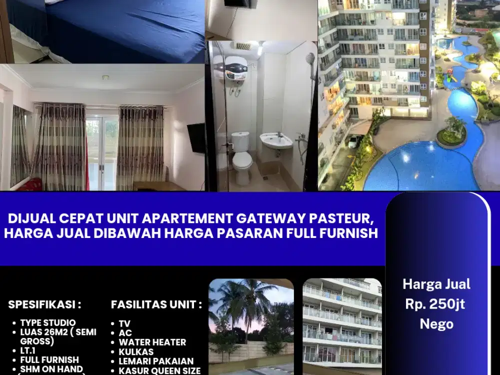 Dijual Cepat Unit Apartemen Gateway Pasteur Bandung Full Furnished Dibawah Pasaran
